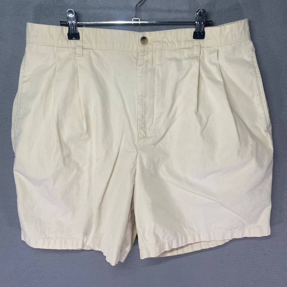 Dockers Golf Shorts Mens 36 Pleated Cream Chino Classic‎ Casual Vintage 90s